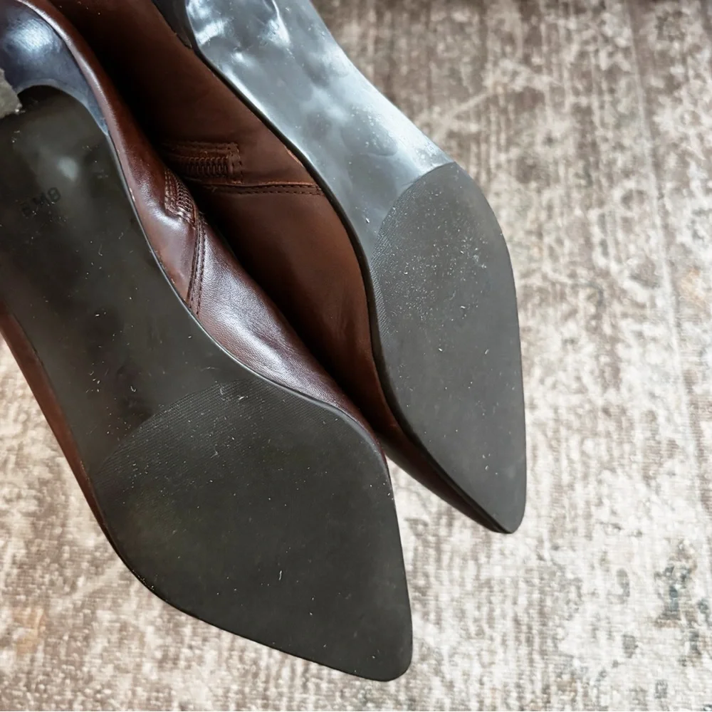 Talbots Kait Brown Mahogany Leather Kitten heel Boots Size 8.5 - Picture 4 of 5